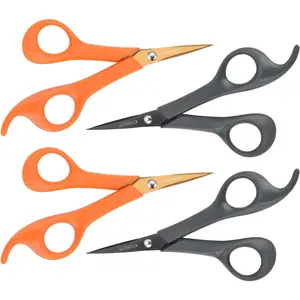 Micro-Tip Scissors, Precision Titanium Blades, 6 Inch Craft Detail Scissors Ideal for Paper, Scrapbooking, Beauty Crafting, Sewing, 4Pack