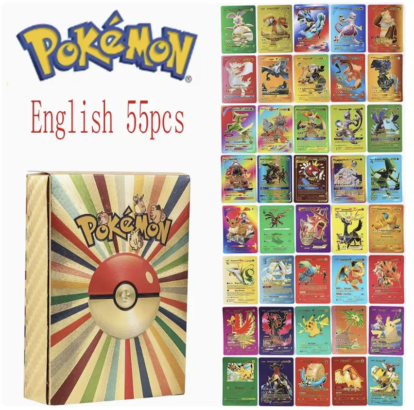 pokemon gold foil cards Pokmon Card Set VMAX/GX/EX (55110PCS) Pokmon Card Pokmon Gold Card