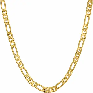 LIFETIME JEWELRY 4.5mm & 6mm Swiss Diamond Cut Figaro Chain Necklaces 24k Real Gold Plated (16 inches, 4.5mm)