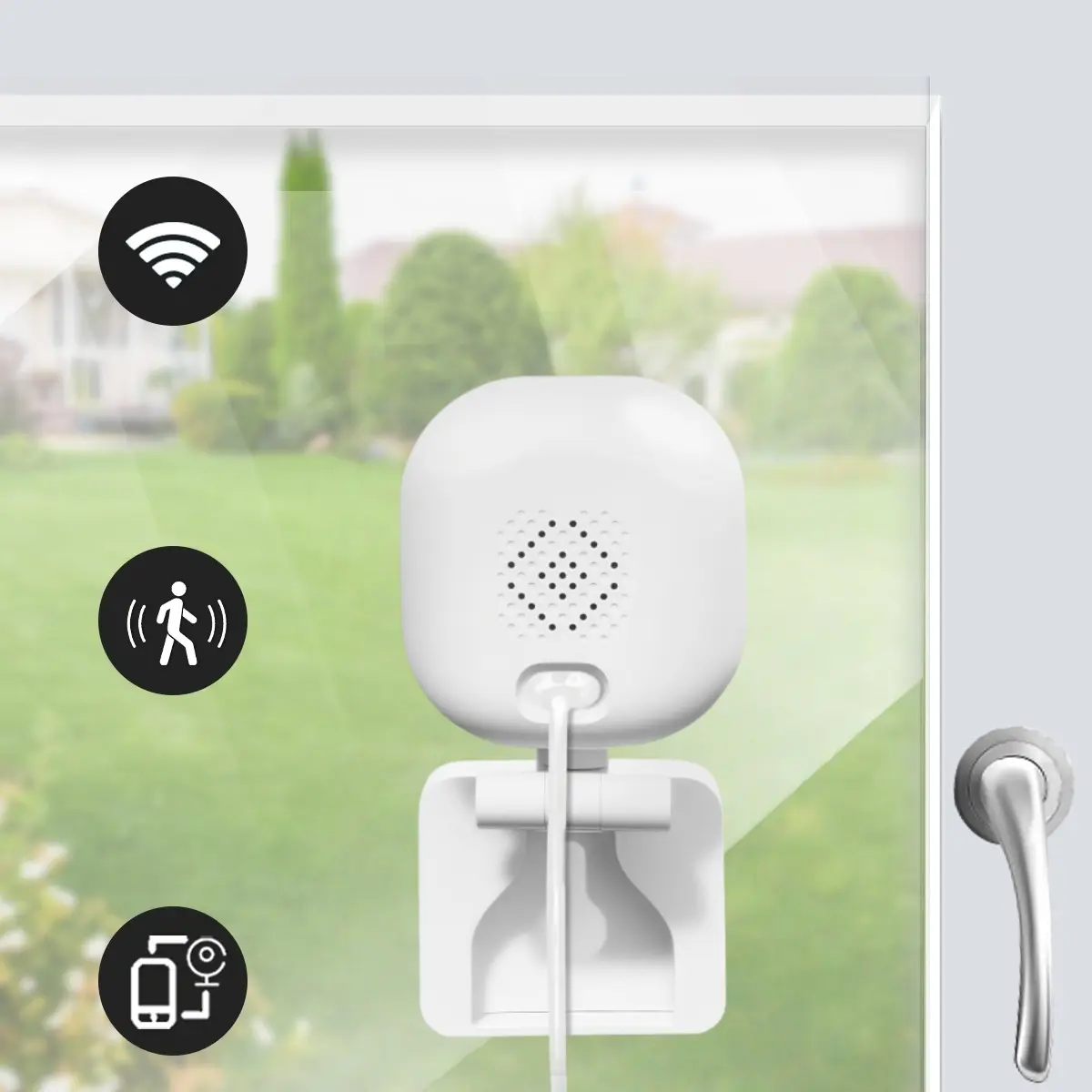 Smart Window Wall Security Camera, 2.4G WiFi Indoor Outdoor Security Camera,24/7 Recording, Card, SD, 2-Way Talk,APP Remote Monitoring,IR Night Vision,Motion Detection,Wall CCTV,IP Camera,Home Security Systems,Lens,Easy&Quick Install,Men Gifts