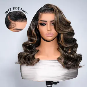 [Summer Essential]  [Updated With Drawstring] Wiggins Hair 250% Density Highlight Blonde Layered Body Wave Glueless Wig 6*8 Lace Closure Wigs Human Hair Pre Cut Lace Pre Plucked Hairline Beginner Friendly
