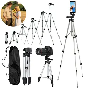 40" (H) Professional Camera Tripod Stand Phone Mount + Bag Set, 360° Adjustable Folding Portable Floor Cellphone Mobile Smartphone Holder Outdoor Travel