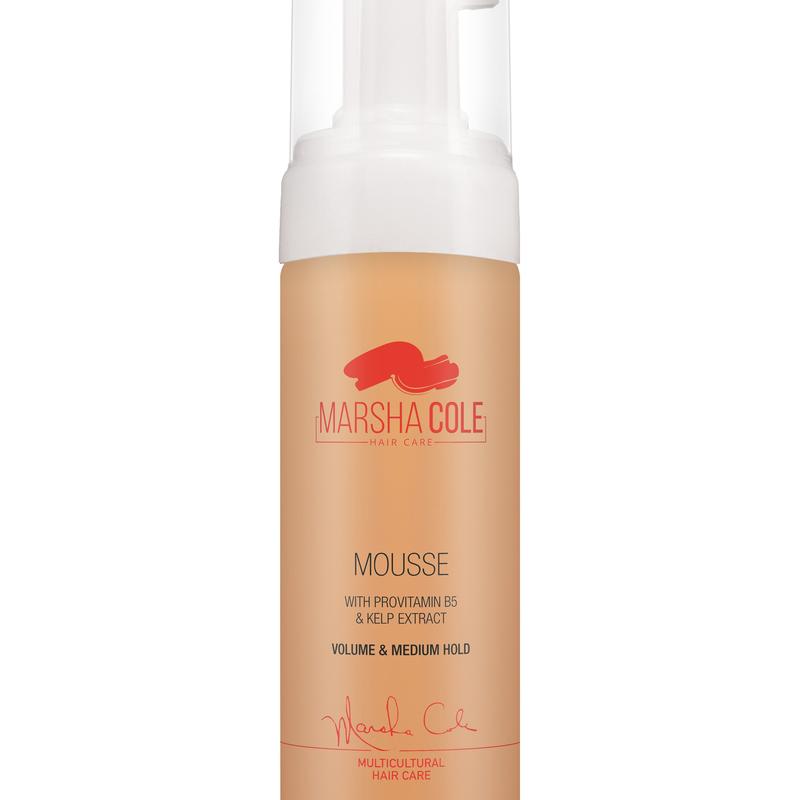 Mousse- with provitamin B5 & kelp extract. Create volume and medium hold without leaving your hair crunchy, Great for curly hair to define your curls. blow-dry or scrunch.