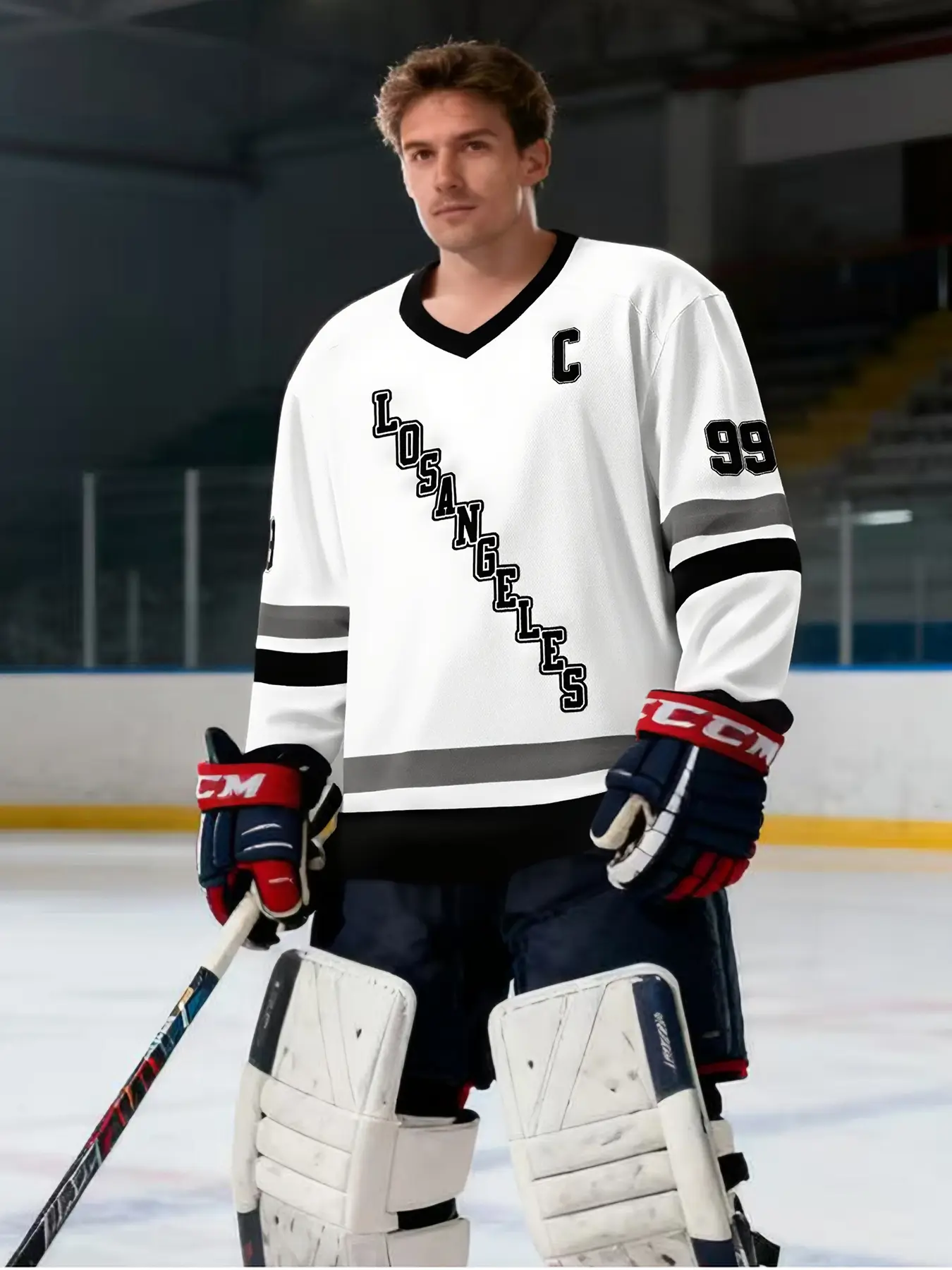 Los Angeles Kings Gretzky #99 Long Sleeve Jersey, Lightweight Breathable, Best Gift, Sporty Geometric Design, All Seasons