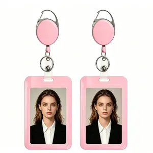 2 Sets Badge Clips and Extendable Rollers, ID Clip with Extendable Holder, Suitable for Office, Factory, Teachers, Students, Men, Women