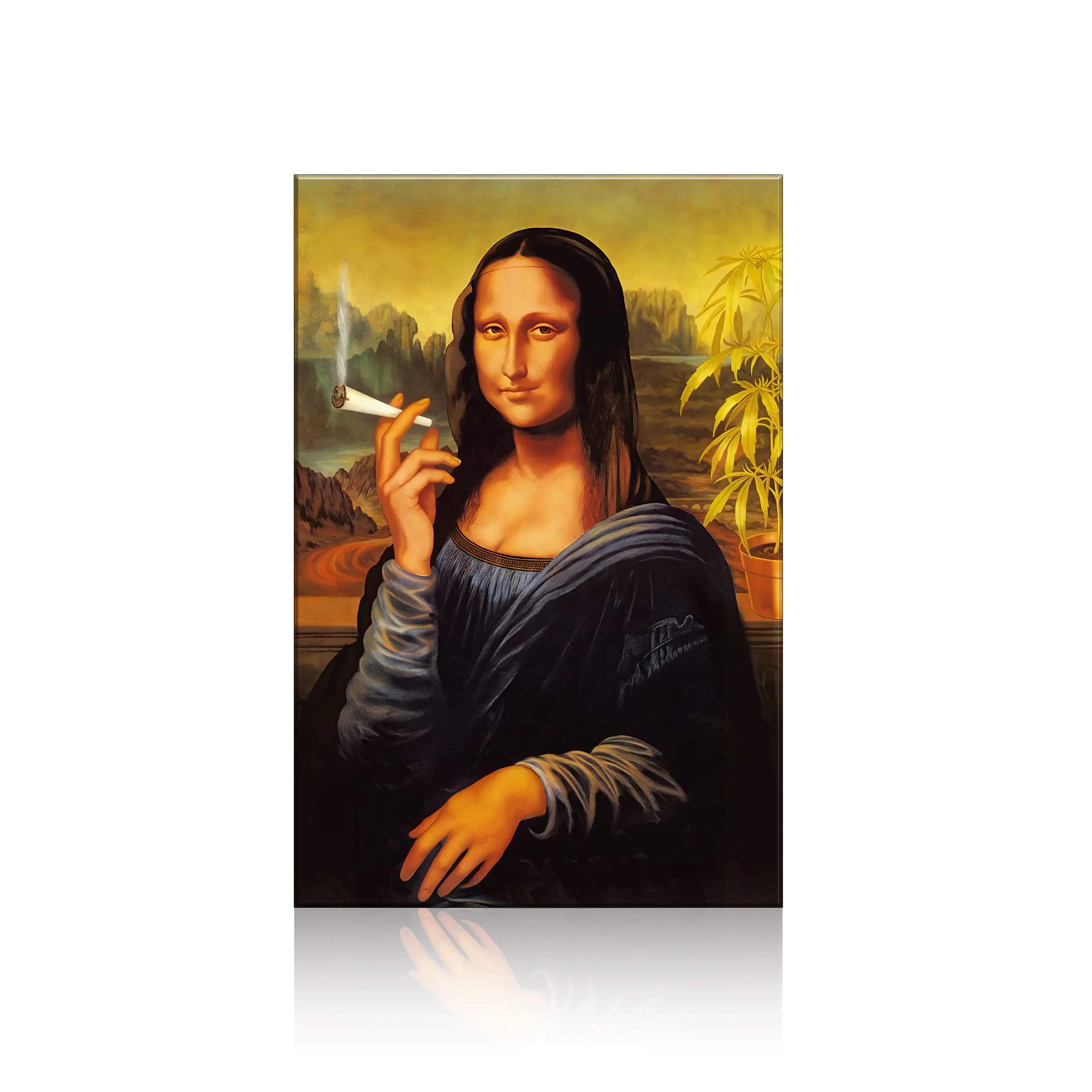 Funny Mona Lisa Canvas Wall Art, Vintage Pop Art Painting Poster, Unique Home Decor for Living Room Bedroom