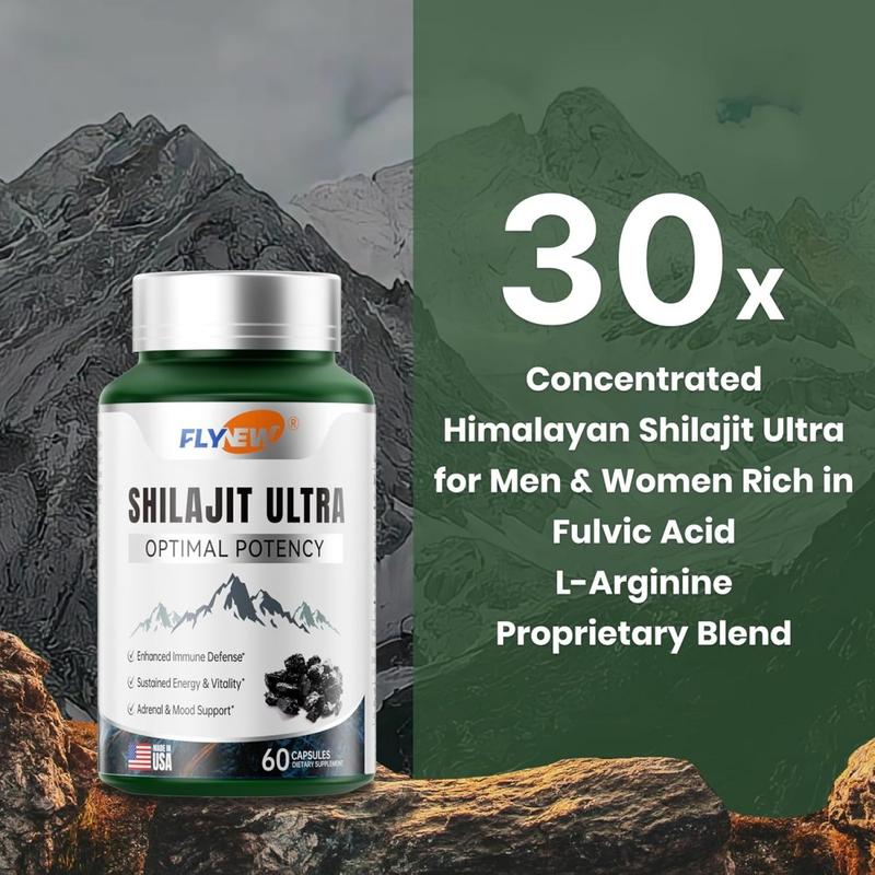 Premium FLYNEW Vitamin Optimal Potencyi Shilajit Ultra Adaptogen Energy Stamina lmmuneAntioxidants Made in USA 60 Capsules Healthcare Organic Fitness Supplement DietaryNatural hmb supplement Edible creatine monohydrate protein