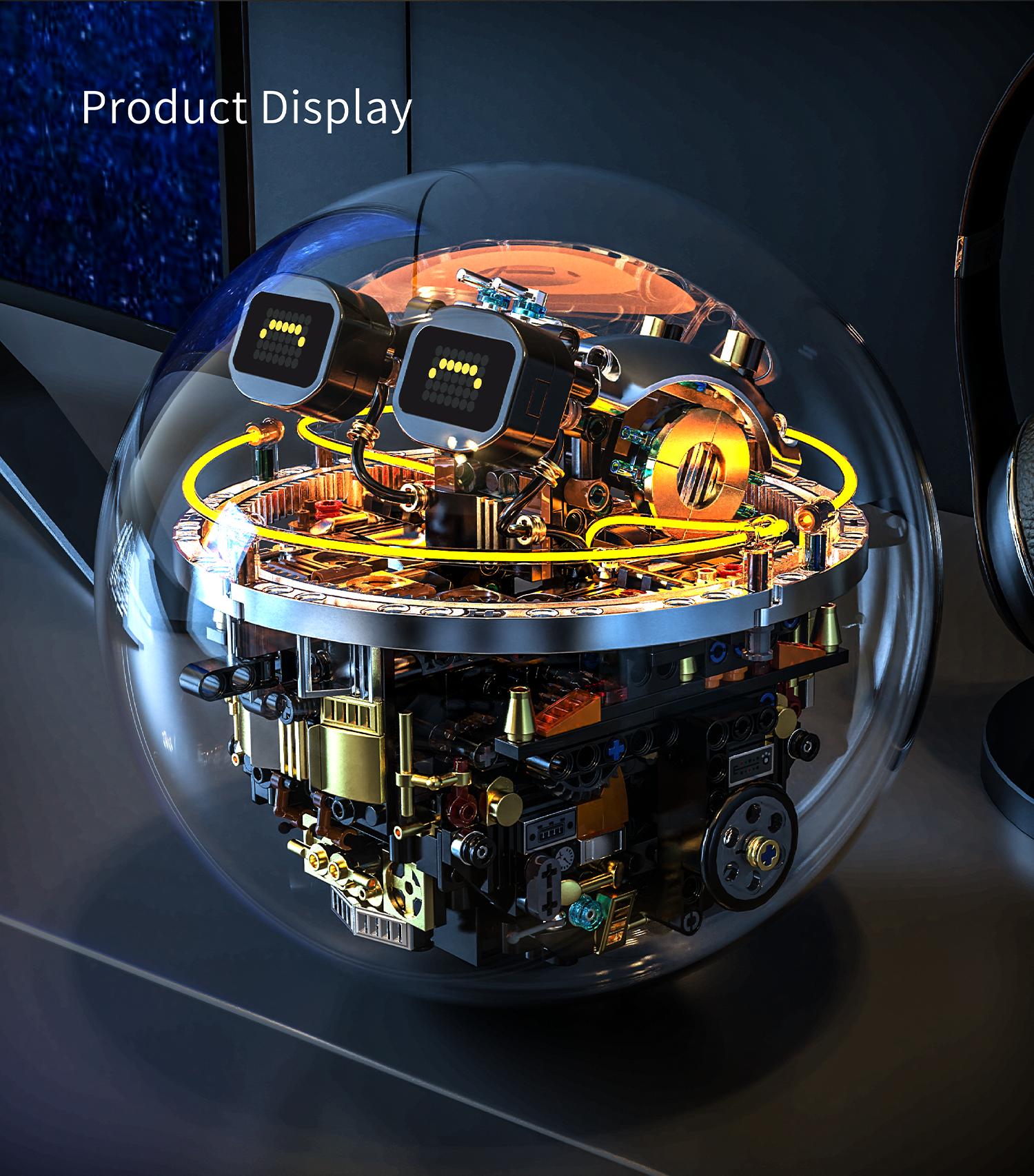 Transparent Spherical Robot Building Block Set, Programmable RC Robot with LED Expression & Cyberpunk Lights, STEM Educational Toy for Kids 8–13, Ideal Holiday & Birthday Gift for Children Transparent Spherical Robot Building Block Set, Programmable RC Robot with LED Expression & Cyberpunk Lights, STEM Educational Toy for Kids 8–13, Ideal Holiday & Birthday Gift for Children