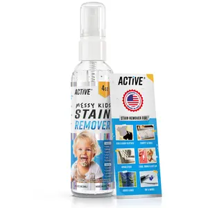 ACTIVE Messy Kids Stain Remover Spray Laundry Spot Cleaner, Natural Stain Treater Spray for Baby Clothes Fabric, Toddler Clothing, Rescue Mess Removal for Food, Oil Stains, Great for Travel - 4 oz