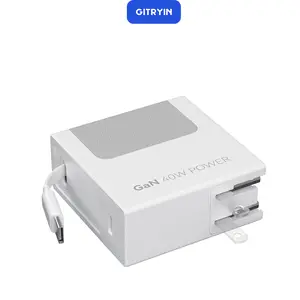 Gitryin 40W Fast Charging Retractable Charger for 3C Devices 4X Faster than Original 5W Charger for iPhone 15 Pro with 31.5-inch Flat Cable & GaN Tech Quick Connect Adapters