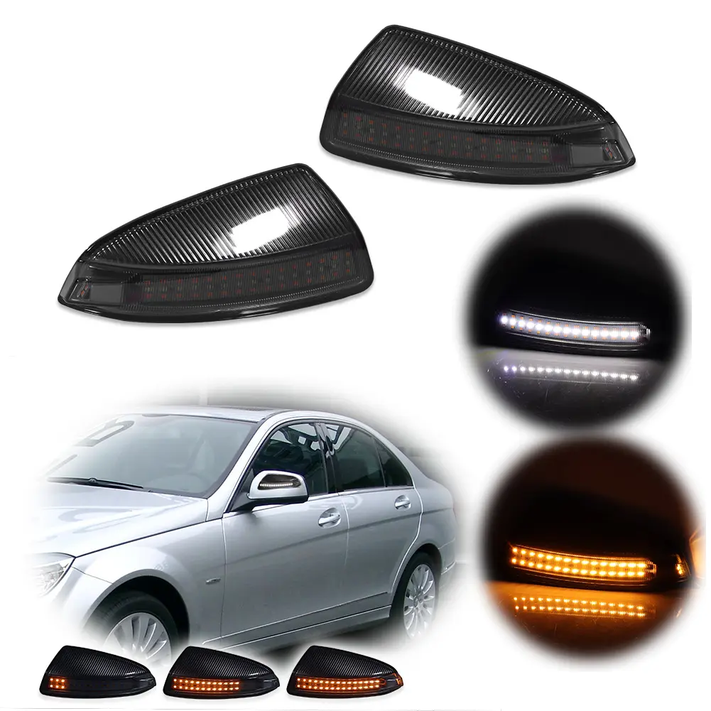 2pcs Smoke Switchback LED Mirror Signal lamps Lights For Benz C-Class W204 C300 C350 C63, Replace OEM A2048200821,A 204 820 08 21, 2048200821,204 820 08 21,204-820-08-21, A2048200721,A 204 820 07 21, 2048200721,204 820 07 21,204-820-07-21