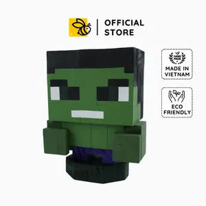 Green Super Hero Wood Model, Unique Toy Pixel Block, DIY Minecraft decor, Custom Handmade Gift & DIY Coloring Kit, Gift for him, Gift for her