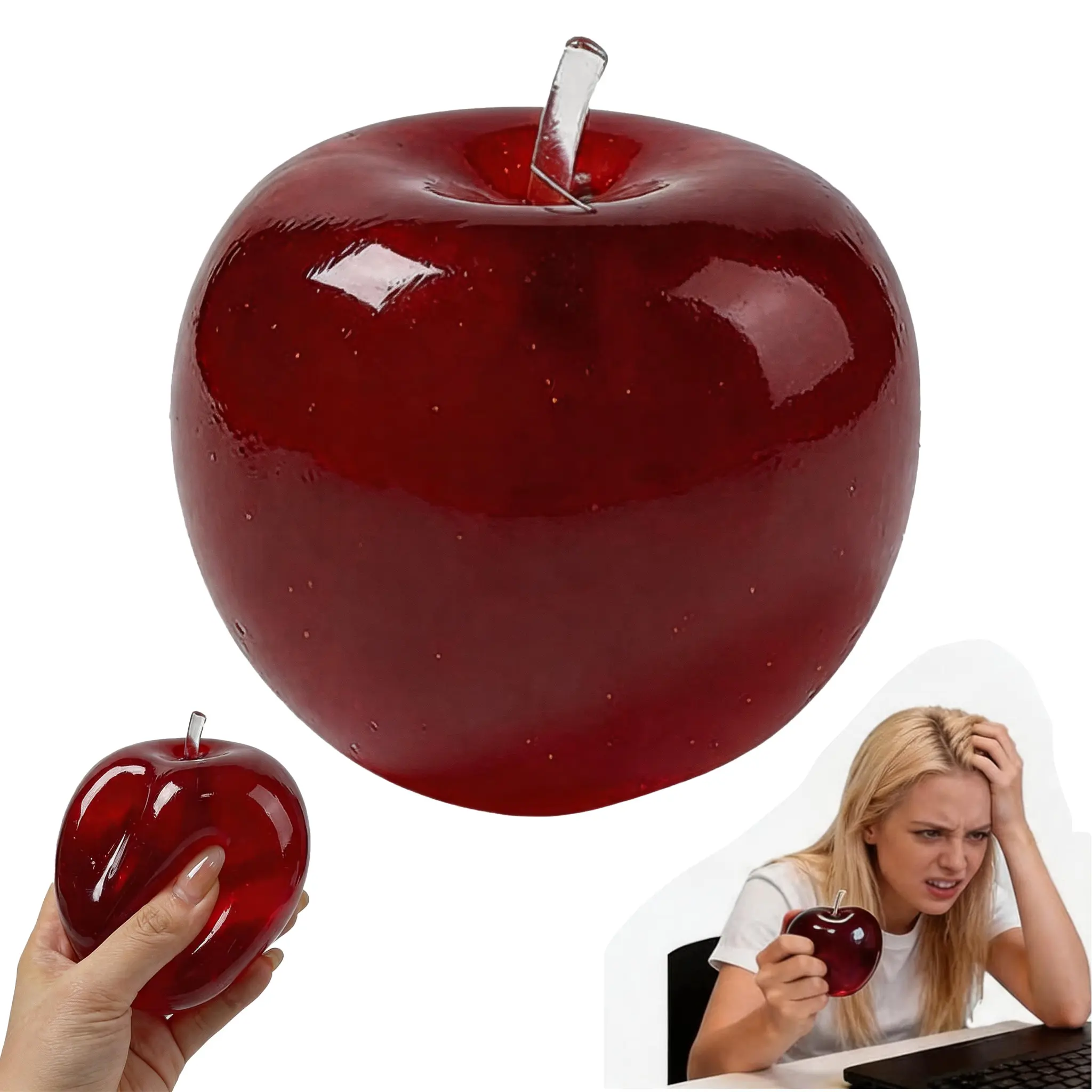 Super Apple- Squeeze This Big, Fun, Squishy, Slow Rising, Extra Soft Giant Block of apple for Stress Relief - Original Sensory / Fidget Novelty Toy and Gift for Kids and Adults,party gift