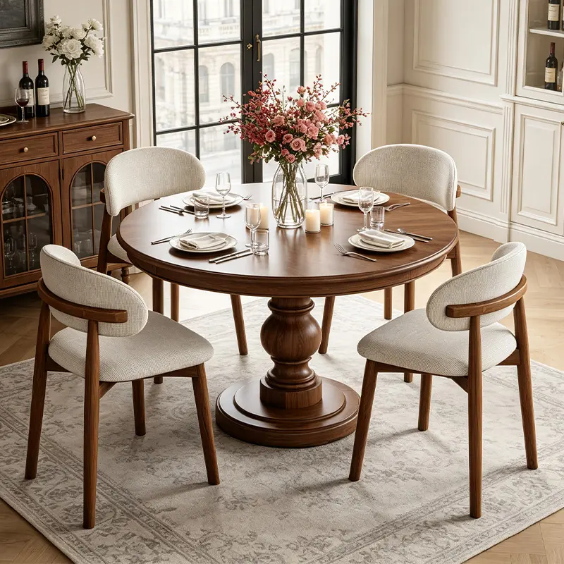 2-Piece Walnut Wooden Style Upholstered Chairs - Modern Fabric-Padded Medieval-Modern Kitchen Side Seats, Seated Sit-Down Dining Room Furniture for Farmhouse Tables, Modern Upholstered Dining Room Furniture