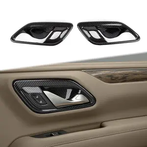 Carbon Fiber Interior Door Handle Bowl Trim Cover - Automotive Protector, Car Accessories for 2020+ Chevy Suburban, 2021+ Chevy Tahoe