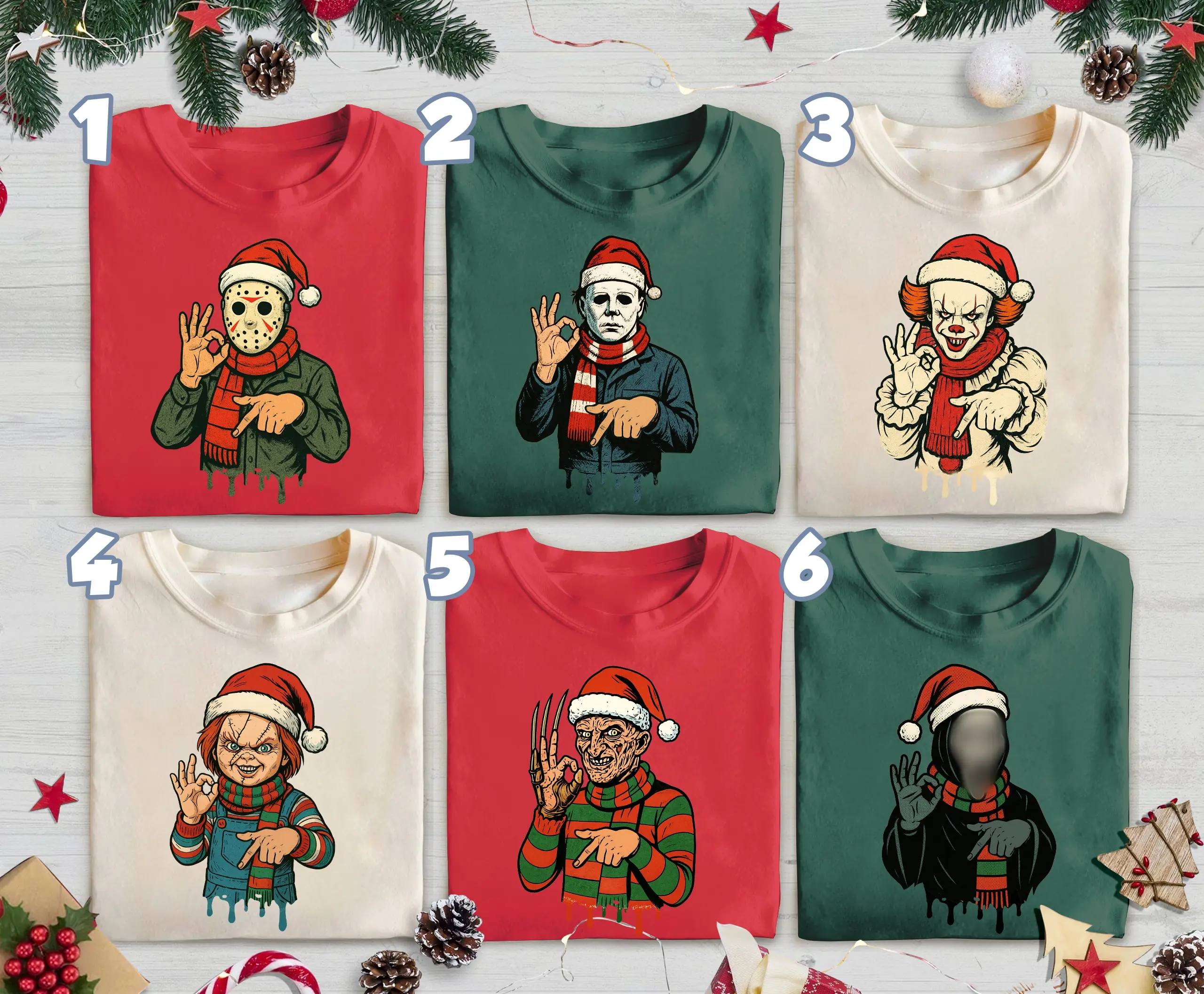 [6 7 Xmas] Christmas Six Seven T-Shirts, Merry Creepmas T-Shirt, Funny Christmas 6 7 Hand Sign Tee, Holiday Graphic Shirt for Christmas Lovers, 67 Meme Shirt for Festive Season, Cotton Menswear Top Collection