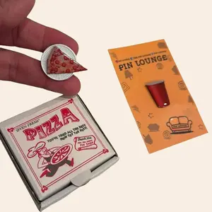 Pin Lounge Pepperoni Pizza Pin and Drink Pin Limited Edition Mini Slice with Magnetic Removable Feature and Classic Pizza Box Included