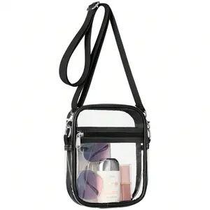 Clear Stadium Crossbody Bag, Transparent PVC Messenger Purse with Adjustable Strap, Perfect for Valentine Gifts