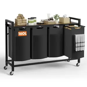 Laundry Hamper with Pull Out Removable Sorter Bags, Rolling Laundry Basket with Wheels, Freestanding Clothes Organizer for Bathroom Bedroom