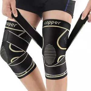 Copper Knee Braces with Strap for Knee Pain Women and Men(2 Pack),Knee Compression Sleeve for Arthritis,ACL,Meniscus Tear,Joint Pain Relief,Knee Support for Working,Running,Weightlifting Healthcare Tool Leg Supporter Legit Kneepads