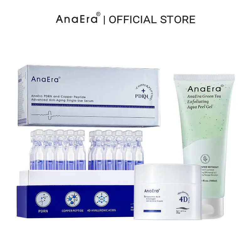 AnaEra Pro-Grade Age Reset Set | Choose Your Hero Serum: 5% HA Ampoule OR PDRN+Copper Peptide | GHK-Cu Serum | Firming, Sculpting, and Collagen-boosting | Prevent Skin Aging | BFS Sterile Technology |  Deep Hydration, Smoother Skin, Summervibes
