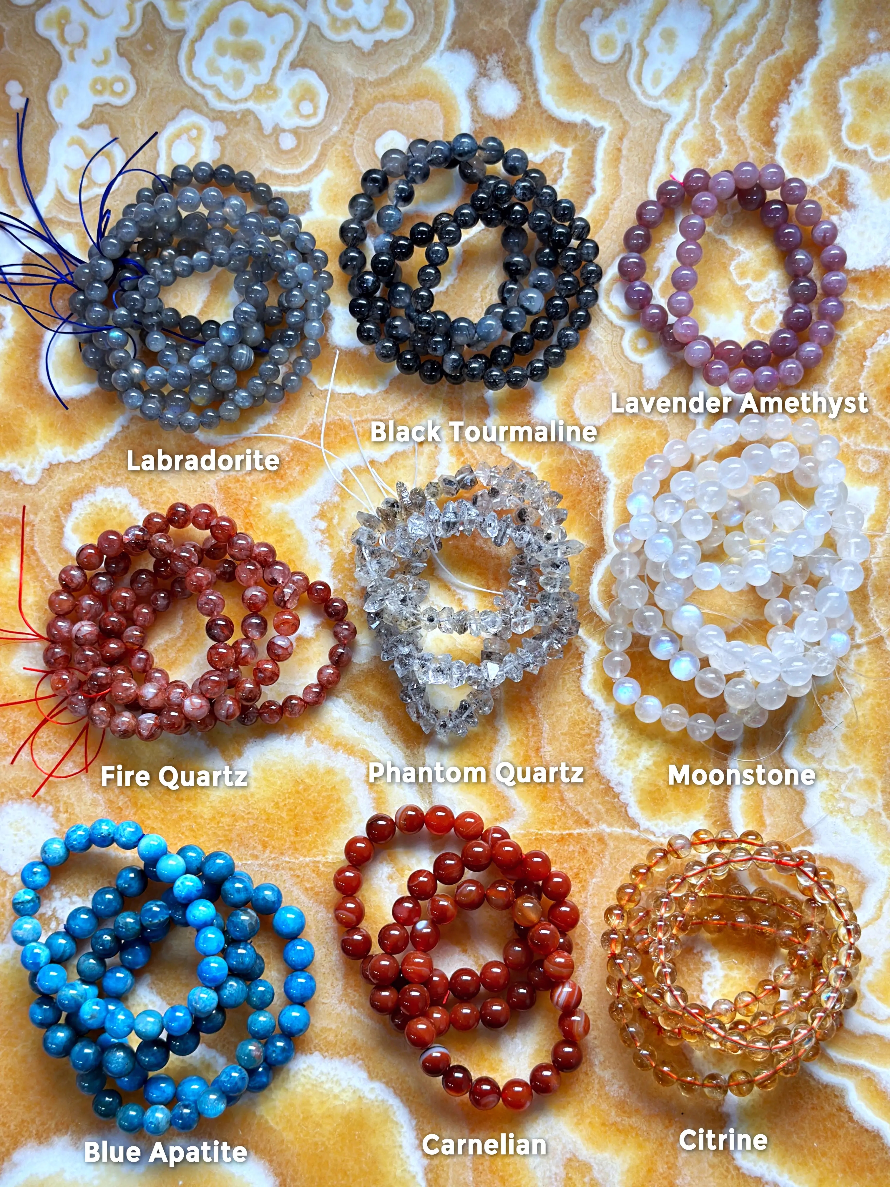 46-Style Natural Crystal Bracelet Collection
