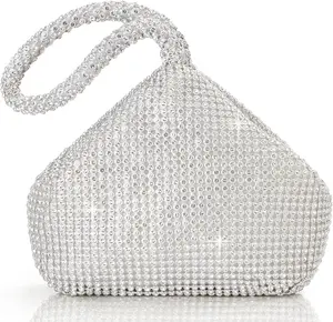 Women's Rhinestone Clutch Evening Bags Sparkly Glitter Triangle Purse for 1920s Party Prom Wedding