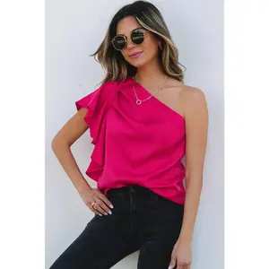 Strawberry Pink One Shoulder Top