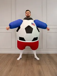 Inflatable Soccer Costume USA Flag Print Football Team Cheerleading Adult Outfit for Sports Event Party