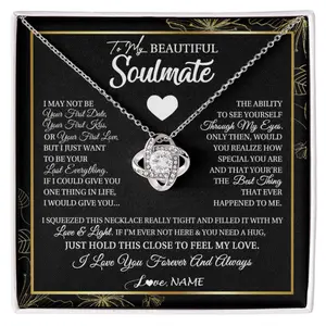 Personalized To My Beautiful Soulmate Necklace From Husband I May Not Be Your First Day Wife Valentines Day Birthday Christmas Gift Box Message Card, Necklace Gift Box Included, Perfect for Birthday Anniversary Valentine Graduation Gift Idea