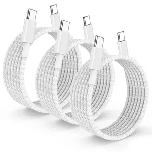 3Pack 60W Type C to C Nylon Braided Cable 6FT, PD USB C Fast Charging Cord for iPhone 17/16/15/15 Pro/15 Pro Max/15 Plus Samsung S26/S25/S24/S23 Note 20 MacBook Air/Google Pixel/LG