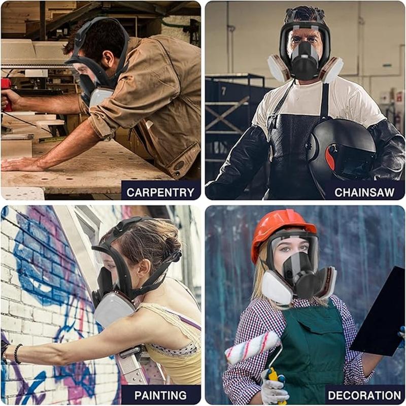 Full Face Respirator Mask, Gas Masks for Survival, Nuclear & Chemical Protection, Ideal for Asbestos, Fume, Resin, Dust & Chemicals