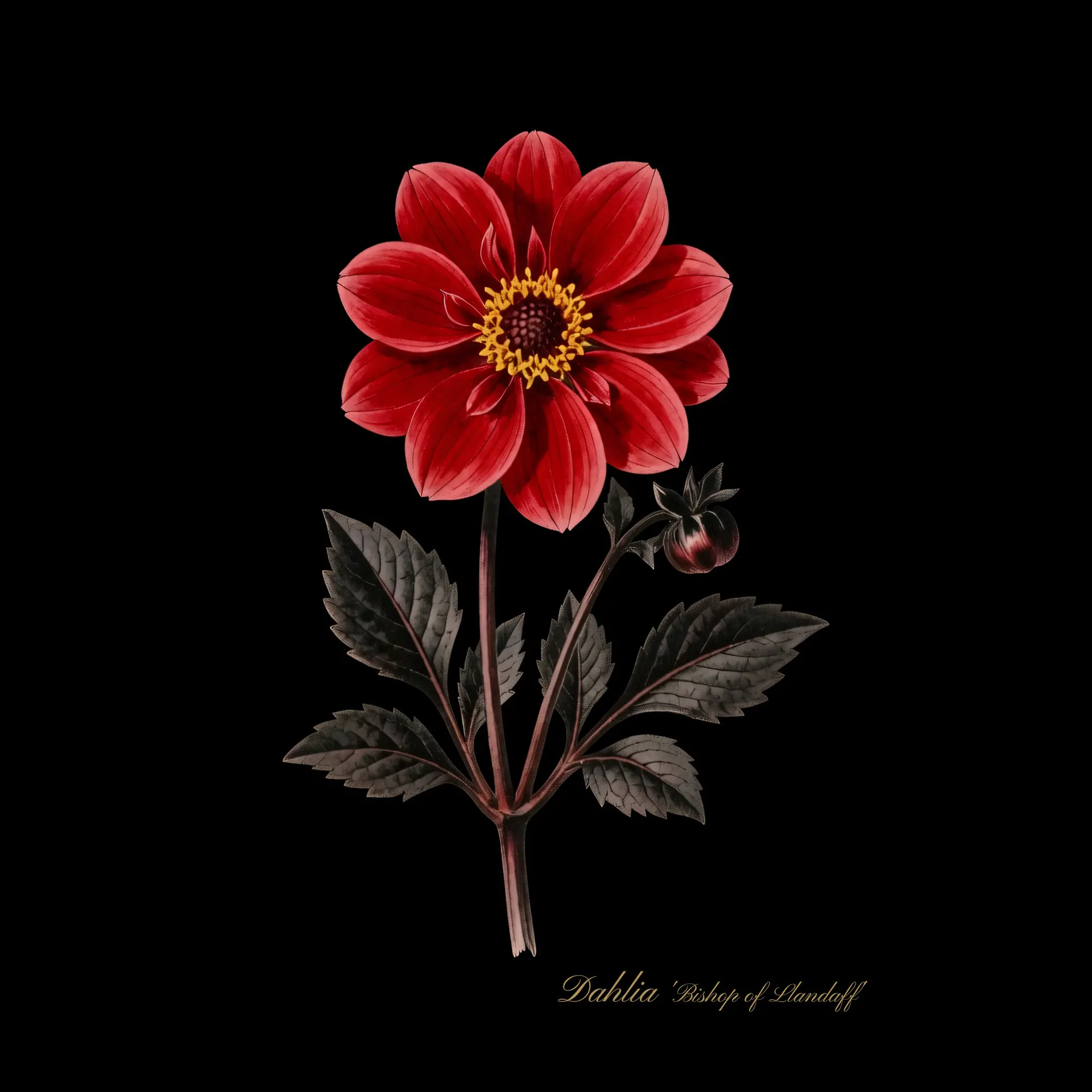Vintage Dahlia Wall Art Print, Antique Botanical Flower Poster, Cottagecore Decor, 16 Designs on White or Black, Unframed Matte Poster