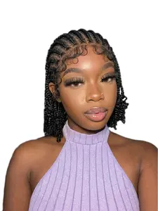 8 inch Short Cornrow Box Braided Wigs Curly End Blonde Twist Synthetic Full Lace Wigs Knotless Full Hand Tied Braids for Women #TikTokShopStockUp