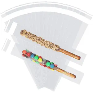 200 count Thickened Pretzel Rod Bags - 2x10 Inches, Self Sealing Cellophane, Clear Individual Bags for , Candies, Cookies