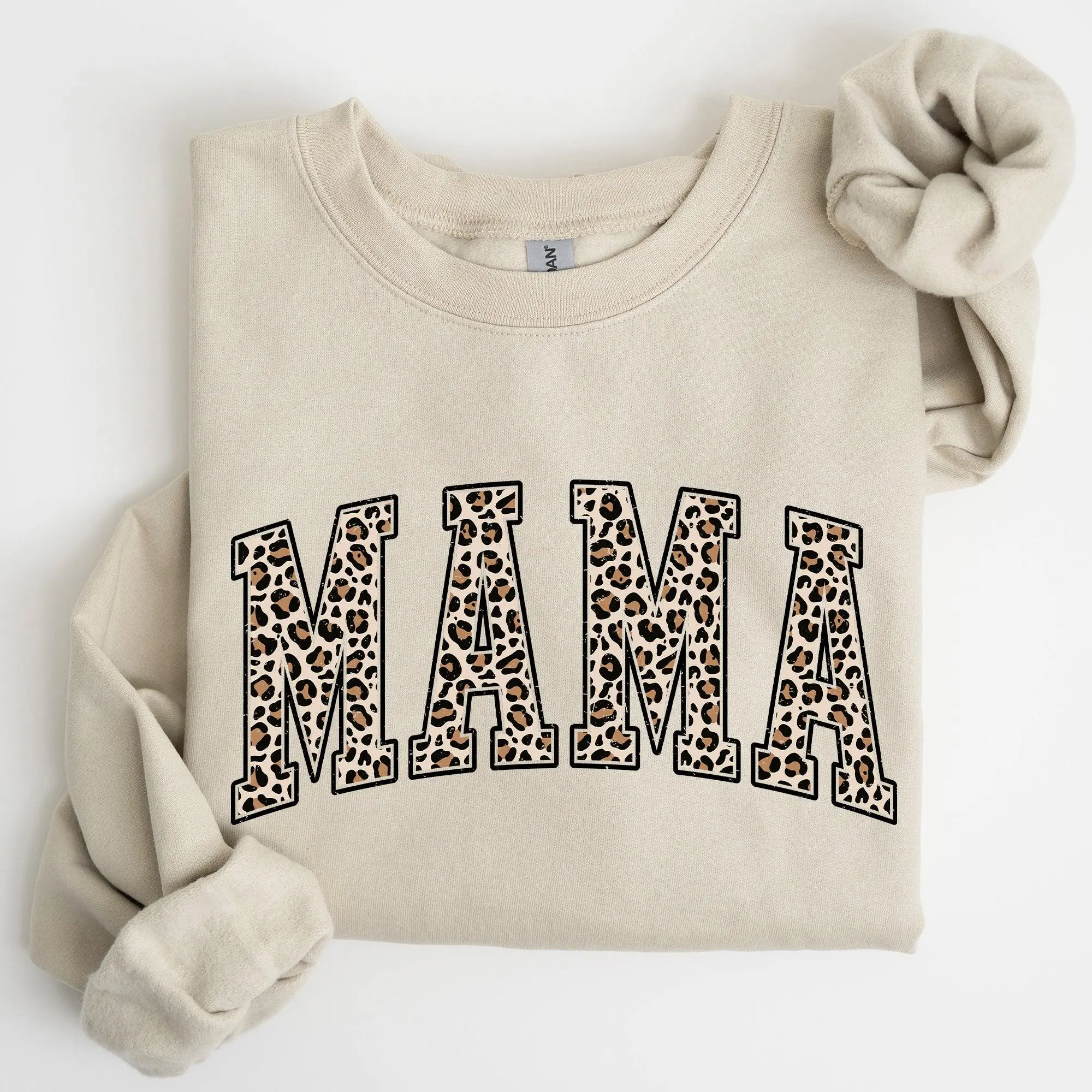 Mama, Leopard Print Sweatshirt, Crew Neck, Women's, Crewneck