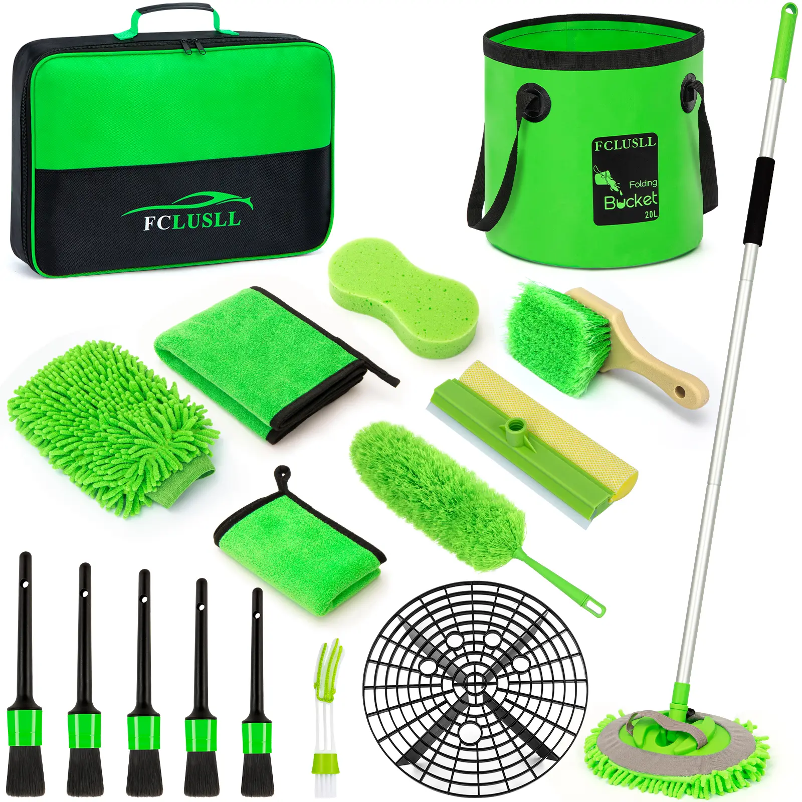 17pcs Car Cleaning Kit,  Windshield Cleaning Tool, Car Drill Brush Set, Interior Brush Set, Full Interior Care Set, Cleaning Set, Holiday Gift For Family And Friends