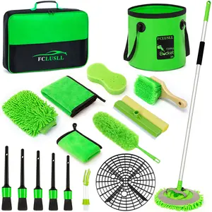 FCLUSLL 17/24/29/31/34pcs Car Cleaning Kit, Including Portable Vacuum Cleaner, Windshield Cleaning Tool, Car Drill Brush Set, Interior Brush Set, Full Interior Care Set, Cleaning Set, Holiday Gift For Family And Friends