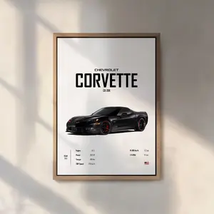 Chevrolet Corvette C6 Z06 Car Poster No Framed, Kids Boys Room Decor Home Office Nursery Decor Dorm Gift Him