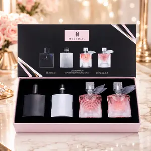 MYSTICAL His and Hers Perfume Cologne Gift Set, 4Pcs Premium Eau De Parfum Variety Luxury Kit, 4x30ml 1.0 Fl.Oz Long Lasting Intense Fragrance Spray Collection, Perfect Gift for Couples Lovers Him Her