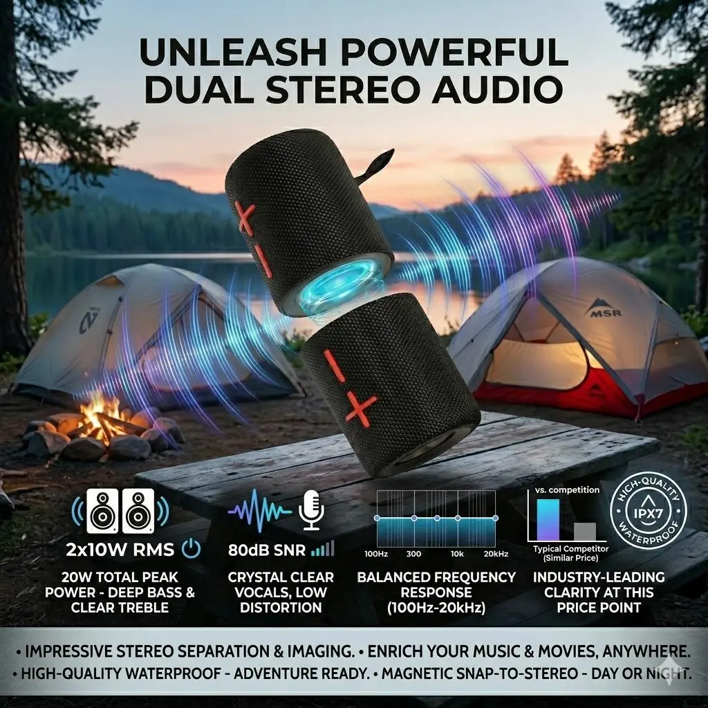 Sodlk 2-in-1 Magnetic Dual Plus Split Bluetooth Speaker, 20W