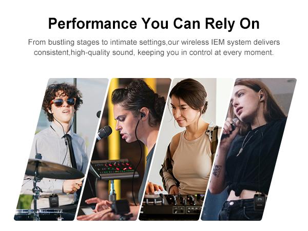 Wireless in-Ear Monitor System, Auto Scan IEM System Stereo w/Bodypack Receiver & Earphones, 50 Tunable Frequencies 164ft Range, in Ear Monitors for Musicians, Bands, Studio (SD-2-1R)