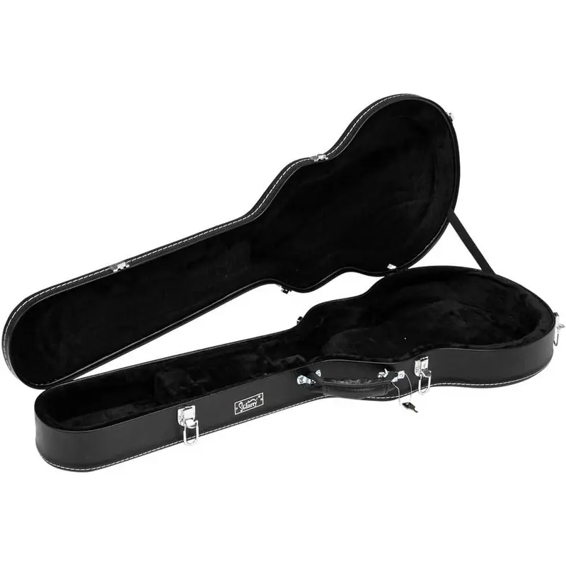 GLARRY Durable Electric Guitar Hard Shell Case - Leather & Polycarbonate Build, Microgroove Bulge Surface, Black Protector with Lock Latches, Handle, Shoulder Carry Design, Extra Neck & Bridge Padding, Wood Liner, 2mm Bumpers on Bottom for Guitar Owners