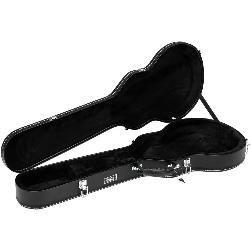 GLARRY Durable Portable Electric Guitar Hard Shell Case - Microgroove Bulge Surface, Deluxe Black Protector with Lock Latches
