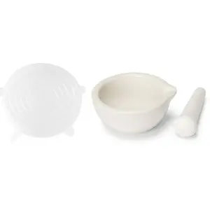 2.4 inch Ceramic Mortar and Pestle, Pill Crushers with Lid, Spice Mill Grinder Bowls