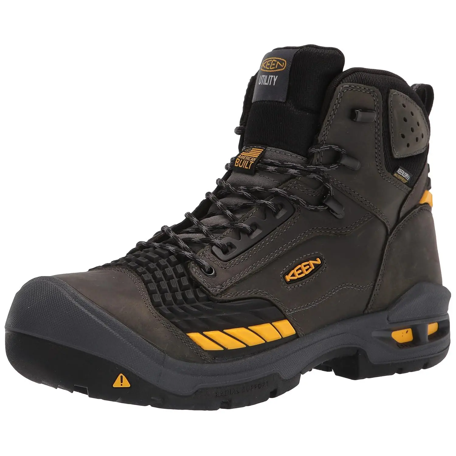 KEEN Utility Men's Troy 6" KBF Composite Toe Waterproof Work Boots, Magnet/Black, 7 Wide