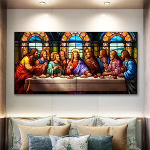 Last Supper Diamond Painting Kit, Mosaic Craft, Handicraft, Beginner Friendly 5D DIY Art Tool, Diamond Art Tools, Round Full Drill Gem Drawing Gift for Home Wall Decor