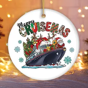 Merry Cruisemas Ceramic Christmas Ornament - Circle, Star, Heart and Oval Shapes