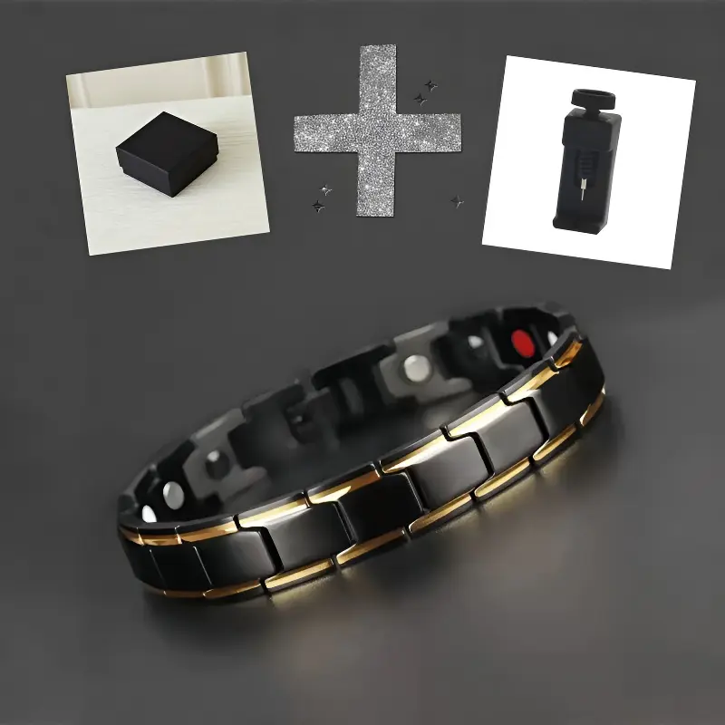 Magnetic Copper Bracelet - Comes with Gift Box & Link Remover 7.8inch Adjustable Energy Healing Bangle for Men Women Unisex Fashion Accessories Gift for Him, Boyfriend, Couples