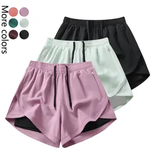 Women’s casual athletic shorts, 3-pack — built-in lining, drawstring design, elastic waistband — suitable for outdoor sports, fitness, running, and everyday wear; women’s shorts, athletic shorts, womenswear